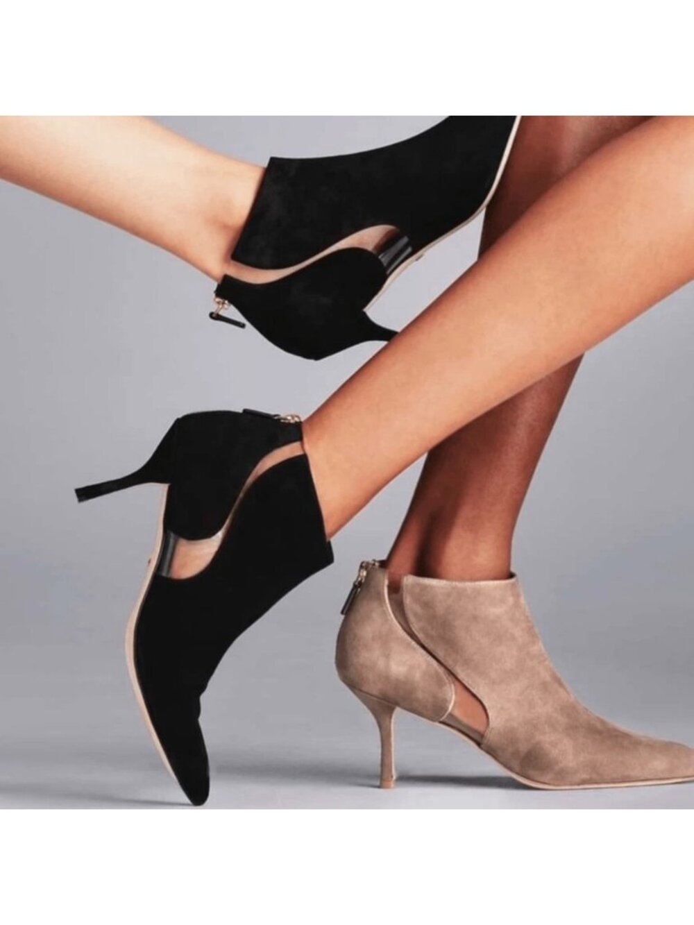 Stuart Weitzman Womens Dasha Ankle Boots Black Suede Vinyl Swirl size 8.5